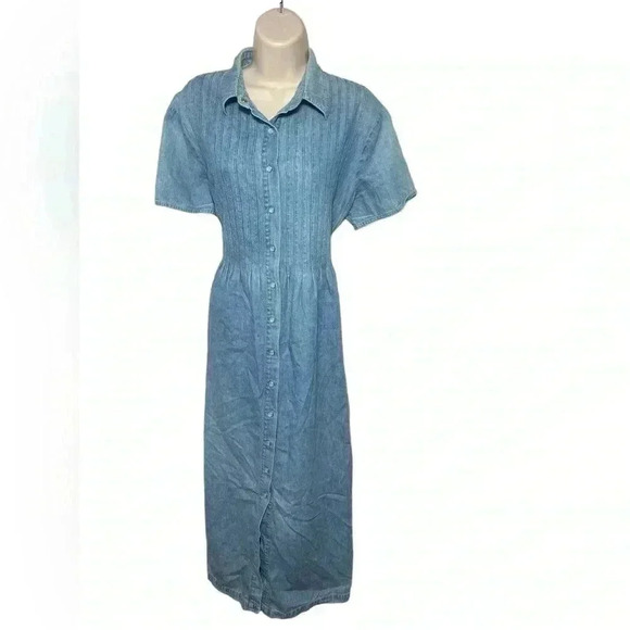 Vintage pearl snap Denim Maxi Dress | Size 14 - Picture 1 of 10